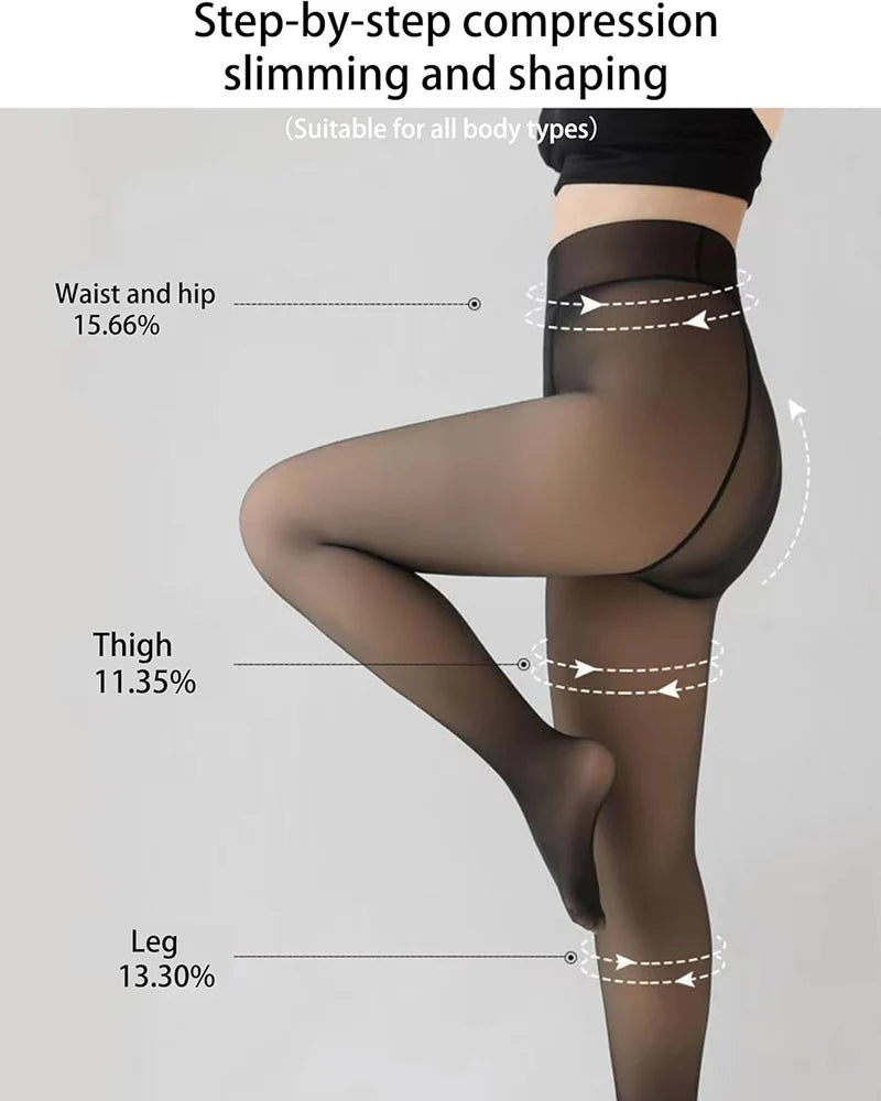 Translucent Fleece Lined Tights Women Thermal  Leggings