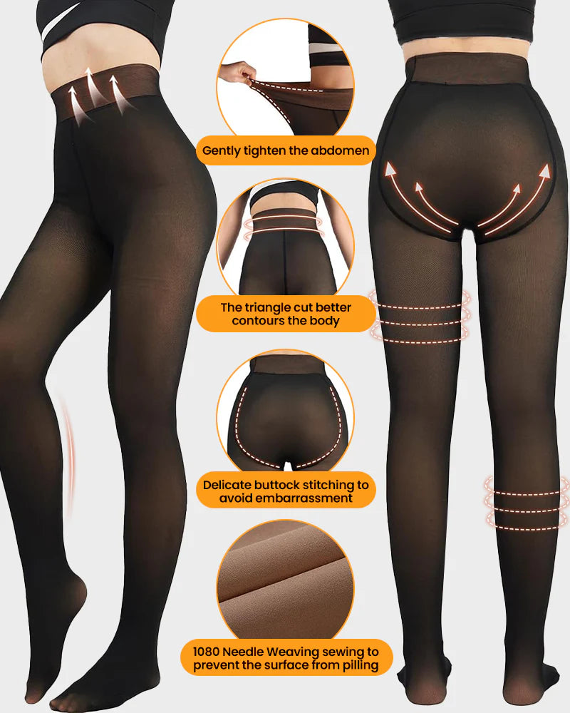 Translucent Fleece Lined Tights Women Thermal  Leggings