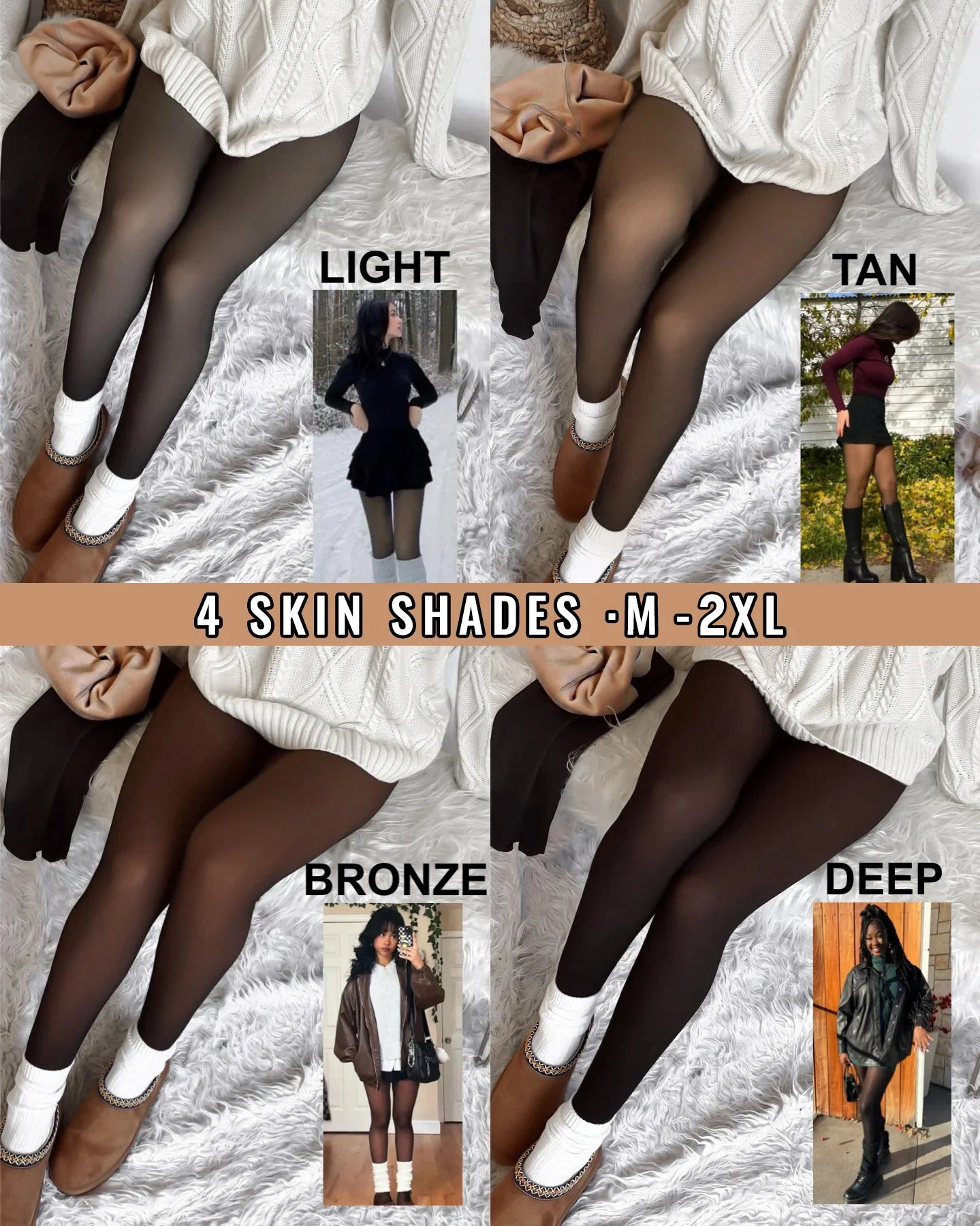 Translucent Fleece Lined Tights Women Thermal  Leggings
